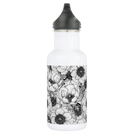 Anemone tuin in zwart-wit waterfles  (Rechts)