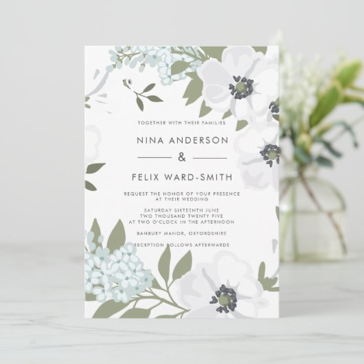 Anemone Wedding Kaart (Staand voorkant)