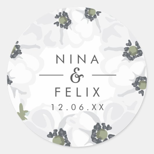 Anemone Wedding Ronde Sticker (Voorkant)