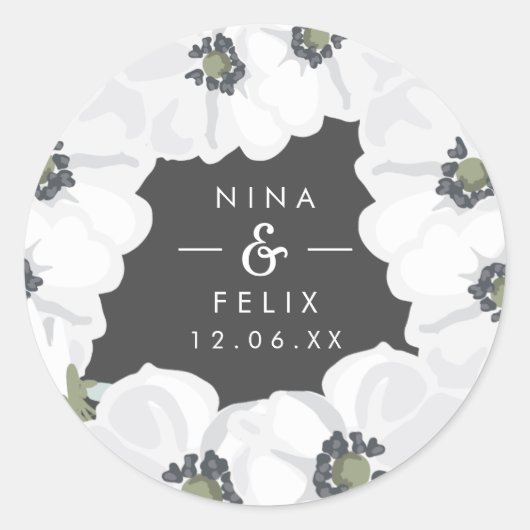 Anemone Wedding Ronde Sticker (Voorkant)
