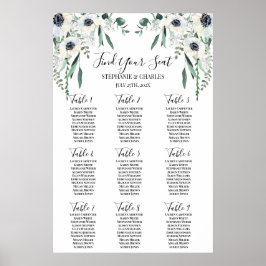 Anemone Wedding Seating Chart Poster