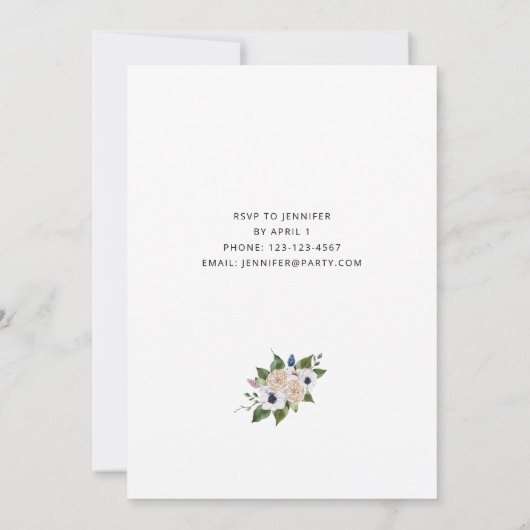 Anemone White Floral Easter Uitnodiging (Achterkant)