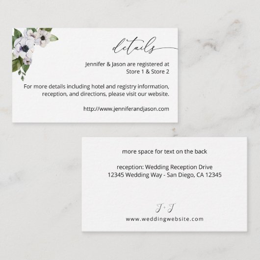 Anemone White Floral SM Enclosure Kaart (Voorkant / Achterkant)