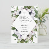 Anemone White Floral Vrijgezellenfeest Kaart (Staand voorkant)