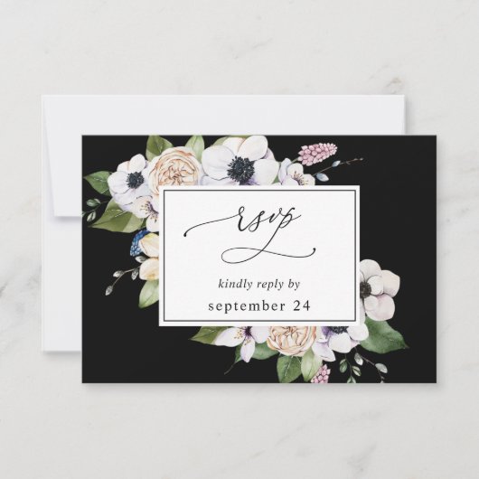 Anemone White Floral w Meal RSVP 2 - Black (Voorkant)