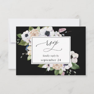 Anemone White Floral w Meal RSVP 2 - Black