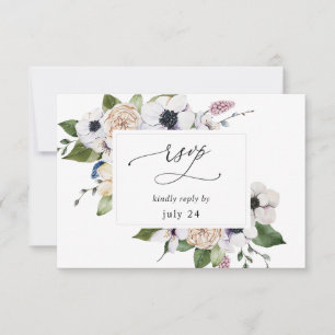 Anemone White Floral w Meal RSVP 2 Kaartje