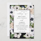 Anemone White Floral Wedding - Black Kaart (Voorkant)
