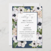 Anemone White Floral Wedding - Blue Kaart (Voorkant)