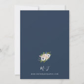 Anemone White Floral Wedding - Blue Kaart (Achterkant)