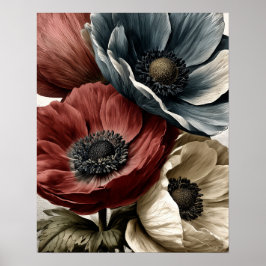 Anemone wild flowers poster