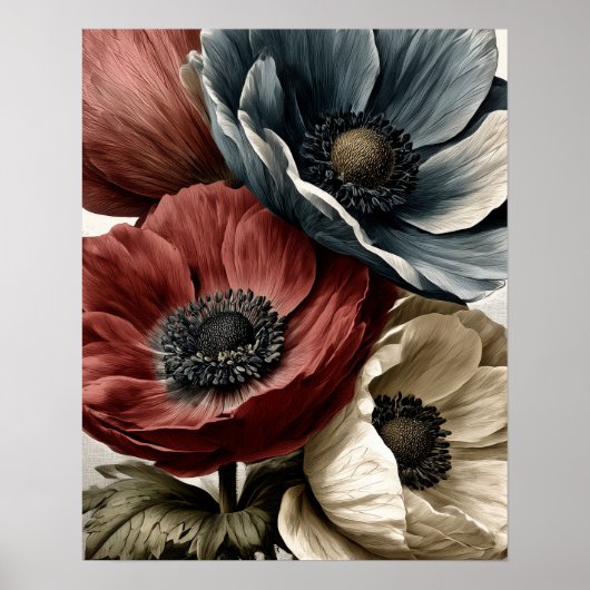 Anemone wild flowers poster (Voorkant)