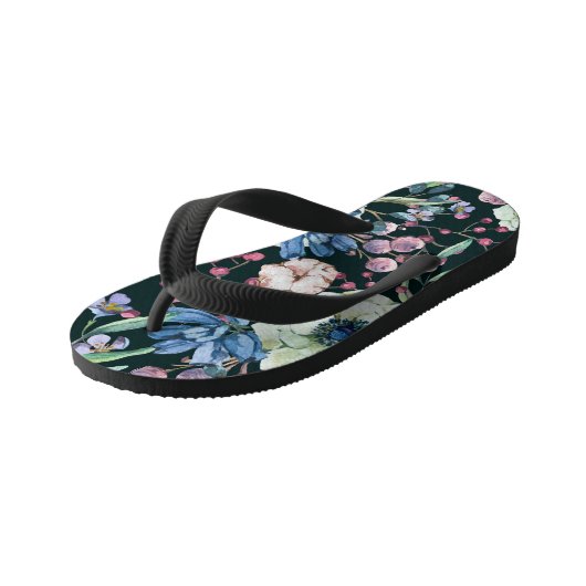 Anemone Wildflower:  Waterverf Kinder Teenslippers (Schuin)