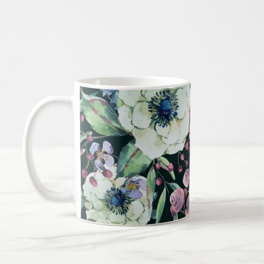 Anemone Wildflower: Waterverf Koffiemok (Links)