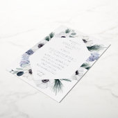 Anemone Winter White Floral Holiday Party Folie Uitnodiging (Gedraaid)