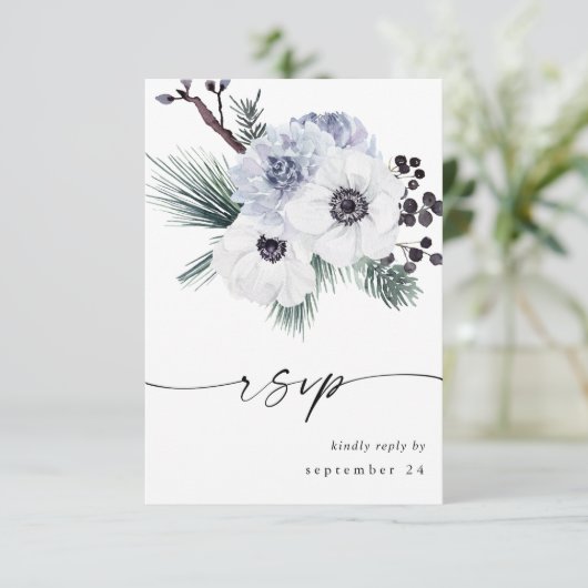 Anemone Winter Wit Bloem zonder maaltijd RSVP (Staand voorkant)