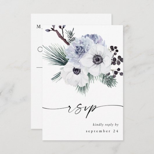 Anemone Winter Wit Bloem zonder maaltijd RSVP (Voorkant / Achterkant)