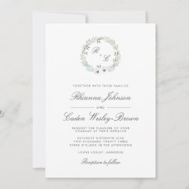  Anemone Wreath Monogram Weddenschap Kaart