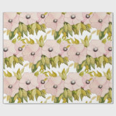 Anemone Zachte Roze Bloemen Waterverf Handbeschild Cadeaupapier (Vlak)