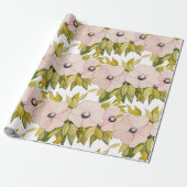 Anemone Zachte Roze Bloemen Waterverf Handbeschild Cadeaupapier (Uitgerold)