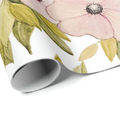 Anemone Zachte Roze Bloemen Waterverf Handbeschild Cadeaupapier (Rol Hoek)