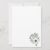 Anemonen & Bessen Krans Blauw Winter Bruiloft Kaart (Achterkant)