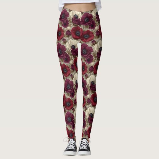 Anemonen Bloem Moeder Anemonen Accent Leggings (Voorkant)