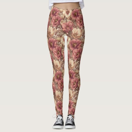 Anemonen Bloem Workout Anemonen Esthetisch Leggings (Voorkant)