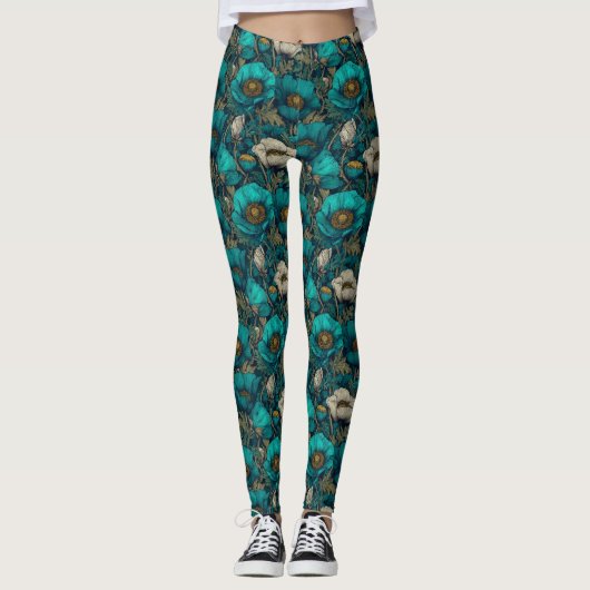 Anemonen Bloem Workout Kleding Anemonen Fantasie B Leggings (Voorkant)