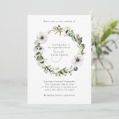 Anemonen Bloemenkrans Winter bruiloft Kaart (Staand voorkant)