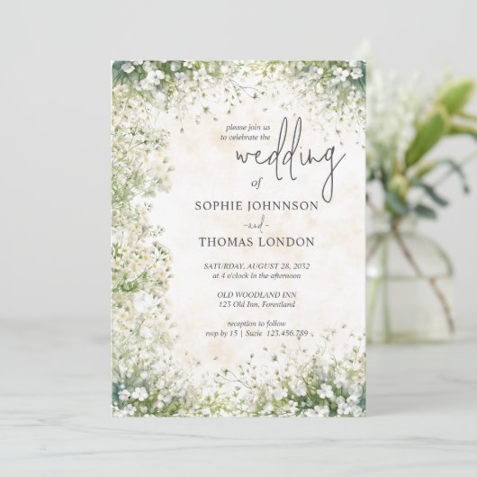 Anemonen bloemenwitte waterverf bruiloft kaart (Staand voorkant)