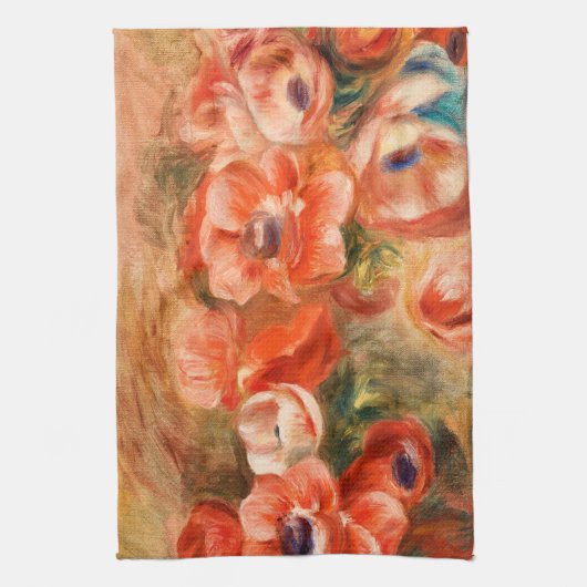 Anemonen door Renoir Impressionist Painting Theedoek (Verticaal)