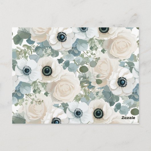 Anemonen en Eucalyptus kruisen de Eerste Heilige C Briefkaart (Achterkant)