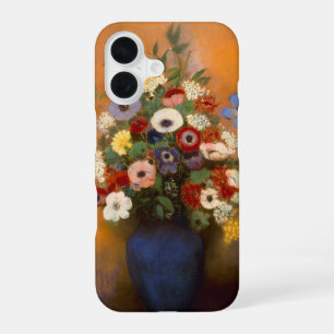anemonen en lila in een blauw vaasje iPhone 16 hoesje