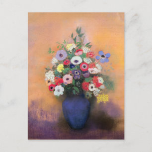 Anemonen en lila in een Blauwe Vase na 1912 Briefkaart