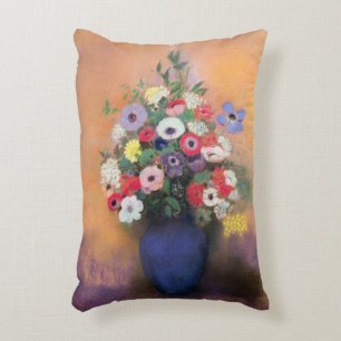 Anemonen en lila in een Blauwe Vase na 1912 Decoratief Kussen