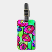 Anemonen glaskunst bagagelabel (Voorkant verticaal)