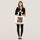 Anemonen glaskunst grote tote bag (Voorkant (model))