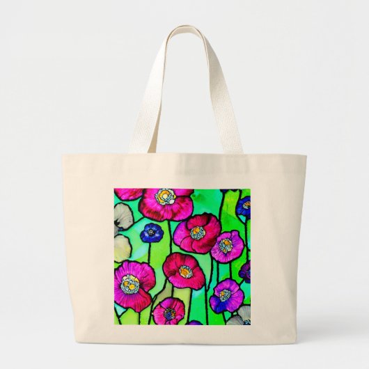 Anemonen glaskunst grote tote bag (Voorkant)