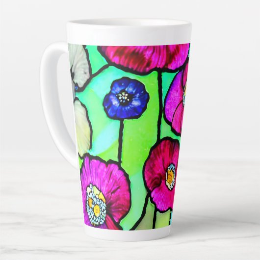 Anemonen glaskunst latte mok (Linkerhoek)