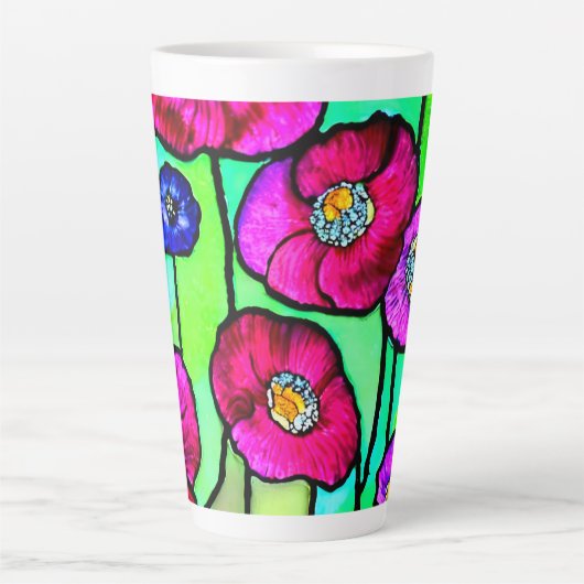 Anemonen glaskunst latte mok (Voorkant)