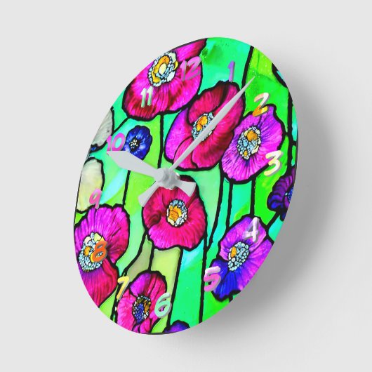 Anemonen glaskunst ronde klok (Hoek)