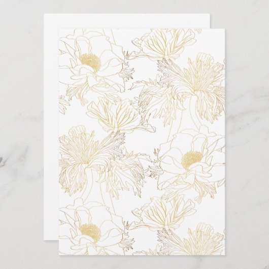 Anemonen gouden lijn bloemen. (Voorkant / Achterkant)