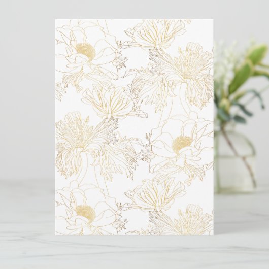 Anemonen gouden lijn bloemen. (Staand voorkant)