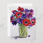 Anemonen in een Glass Jug Briefkaart (Voorkant / Achterkant)