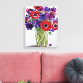 Anemonen in een Glass Jug Canvas Afdruk (Insitu (Woonkamer))