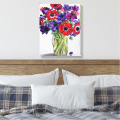 Anemonen in een Glass Jug Canvas Afdruk (Insitu (Slaapkamer))
