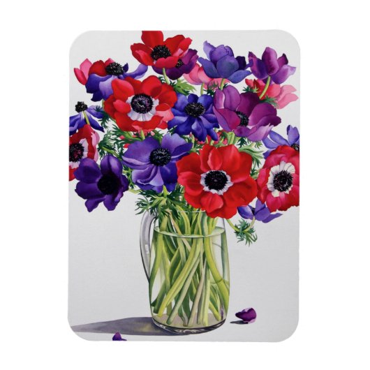 Anemonen in een Glass Jug Magneet (Verticaal)