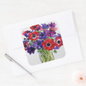 Anemonen in een Glass Jug Vierkante Sticker (Envelop)
