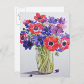 Anemonen in een glazen jug. 2007 briefkaart (Voorkant / Achterkant)